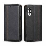 For Fujitsu Arrows N F-51C Grid Texture Magnetic Flip Leather Phone Case(Black)