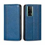 For Xiaomi Redmi K60E Grid Texture Magnetic Flip Leather Phone Case(Blue)