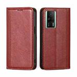 For Xiaomi Redmi K60E Grid Texture Magnetic Flip Leather Phone Case(Red)