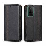 For Xiaomi Redmi K60E Grid Texture Magnetic Flip Leather Phone Case(Black)