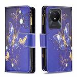 For vivo Y02 4G Colored Drawing Pattern Zipper Leather Phone Case(Purple Butterfly)