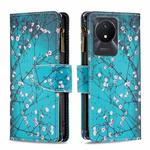 For vivo Y02 4G Colored Drawing Pattern Zipper Leather Phone Case(Plum Blossom)