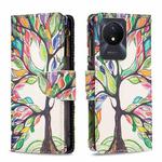 For vivo Y02 4G Colored Drawing Pattern Zipper Leather Phone Case(Big Tree)