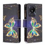 For vivo Y02 4G Colored Drawing Pattern Zipper Leather Phone Case(Big Butterfly)