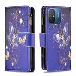For Xiaomi Redmi 12C Colored Drawing Pattern Zipper Leather Phone Case(Purple Butterfly)