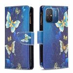For Xiaomi Redmi 12C Colored Drawing Pattern Zipper Leather Phone Case(Gold Butterfly)