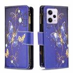 For Xiaomi Redmi Note 12 Pro Global Colored Drawing Pattern Zipper Leather Phone Case(Purple Butterfly)