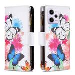 For Xiaomi Redmi Note 12 Pro Global Colored Drawing Pattern Zipper Leather Phone Case(Two Butterflies)