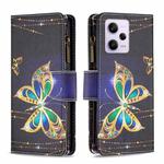 For Xiaomi Redmi Note 12 Pro Global Colored Drawing Pattern Zipper Leather Phone Case(Big Butterfly)