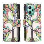 For Xiaomi Redmi Note 12 Global Colored Drawing Pattern Zipper Leather Phone Case(Big Tree)