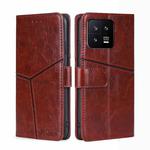 For Xiaomi 13 Geometric Stitching Horizontal Flip Leather Phone Case(Dark Brown)