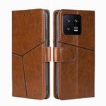 For Xiaomi 13 Geometric Stitching Horizontal Flip Leather Phone Case(Light Brown)