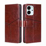 For Honor 80 SE Geometric Stitching Horizontal Flip Leather Phone Case(Dark Brown)