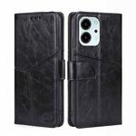 For Honor 80 SE Geometric Stitching Horizontal Flip Leather Phone Case(Black)