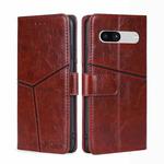 For Google Pixel 7a Geometric Stitching Horizontal Flip Leather Phone Case(Dark Brown)