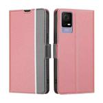 For TCL 405 / 406 / 408 Twill Texture Side Button Leather Phone Case(Pink)