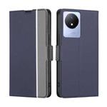For vivo Y02 4G Twill Texture Side Button Leather Phone Case(Blue)
