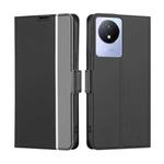 For vivo Y02 4G Twill Texture Side Button Leather Phone Case(Black)