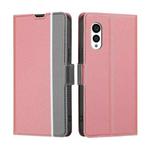 For Fujitsu Arrows N F-51C Twill Texture Side Button Leather Phone Case(Pink)