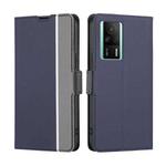 For Xiaomi Redmi K60E Twill Texture Side Button Leather Phone Case(Blue)