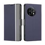 For OnePlus 11 Twill Texture Side Button Leather Phone Case(Blue)