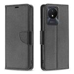 For vivo Y02 4G Litchi Texture Pure Color Leather Phone Case(Black)
