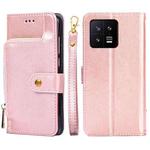 For Xiaomi 13 Zipper Bag Leather Phone Case(Rose Gold)