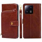 For Xiaomi 13 Pro Zipper Bag Leather Phone Case(Brown)