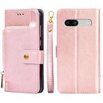 For Google Pixel 7a Zipper Bag Leather Phone Case(Rose Gold)