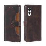 For Fujitsu Arrows N F-51C Skin Feel Magnetic Buckle Leather Phone Case(Brown)