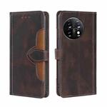 For OnePlus 11 Skin Feel Magnetic Buckle Leather Phone Case(Brown)