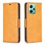 For Xiaomi Redmi Note 12 Global Lambskin Texture Leather Phone Case(Yellow)