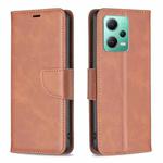 For Xiaomi Redmi Note 12 Global Lambskin Texture Leather Phone Case(Brown)