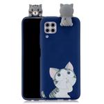 For Huawei P40 Lite Shockproof Colored Painted Lying Cartoon TPU Protective Case(Big Face Cat)