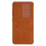 For Samsung Galaxy S23 5G NILLKIN QIN Series Pro Sliding Camera Cover Design Leather Phone Case(Brown)