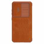 For Samsung Galaxy S23+ 5G NILLKIN QIN Series Pro Sliding Camera Cover Design Leather Phone Case(Brown)