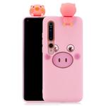 For Xiaomi Mi 10 Shockproof Colored Painted Lying Cartoon TPU Protective Case(Pink Pig)