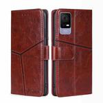 For TCL 405 / 406 / 408 Geometric Stitching Horizontal Flip Leather Phone Case(Dark Brown)