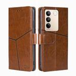For vivo S16 / S16 Pro Geometric Stitching Horizontal Flip Leather Phone Case(Light Brown)