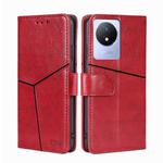 For vivo Y02 4G Geometric Stitching Horizontal Flip Leather Phone Case(Red)