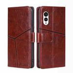 For Fujitsu Arrows N F-51C Geometric Stitching Horizontal Flip Leather Phone Case(Dark Brown)