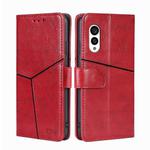 For Fujitsu Arrows N F-51C Geometric Stitching Horizontal Flip Leather Phone Case(Red)