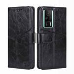 For Xiaomi Redmi K60E Geometric Stitching Horizontal Flip Leather Phone Case(Black)