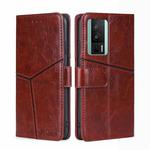 For Xiaomi Redmi K60 / K60 Pro Geometric Stitching Horizontal Flip Leather Phone Case(Dark Brown)