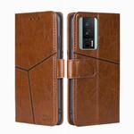 For Xiaomi Redmi K60 / K60 Pro Geometric Stitching Horizontal Flip Leather Phone Case(Light Brown)