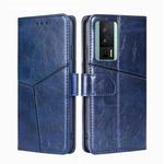 For Xiaomi Redmi K60 / K60 Pro Geometric Stitching Horizontal Flip Leather Phone Case(Blue)