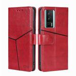 For Xiaomi Redmi K60 / K60 Pro Geometric Stitching Horizontal Flip Leather Phone Case(Red)