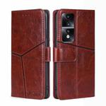 For Honor 80 GT Geometric Stitching Horizontal Flip Leather Phone Case(Dark Brown)