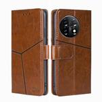 For OnePlus 11 Geometric Stitching Horizontal Flip Leather Phone Case(Light Brown)