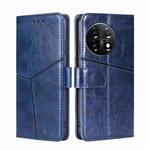 For OnePlus 11 Geometric Stitching Horizontal Flip Leather Phone Case(Blue)